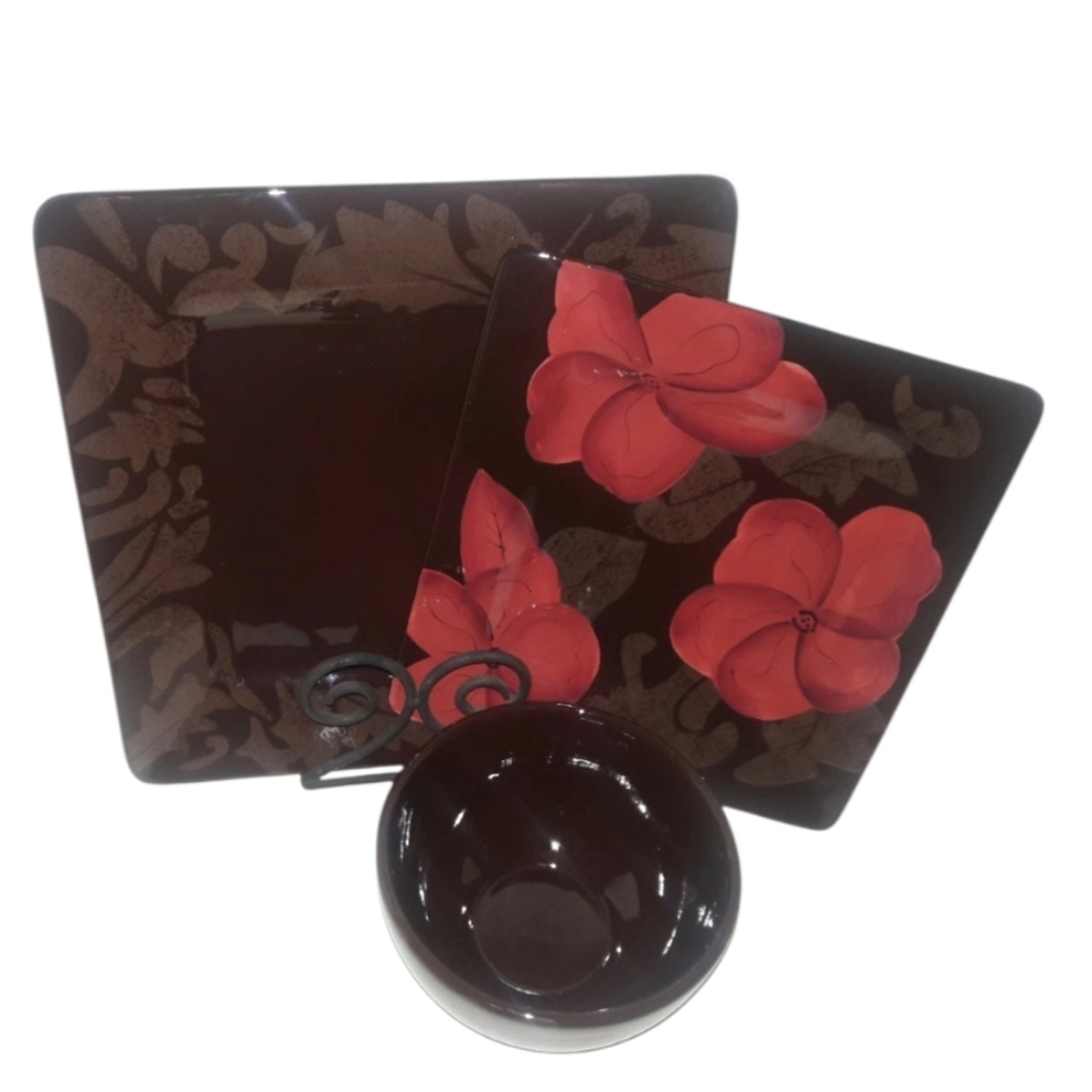 Laurie Gates Regency Brown Three Piece Place Setting -Square 3 Piece